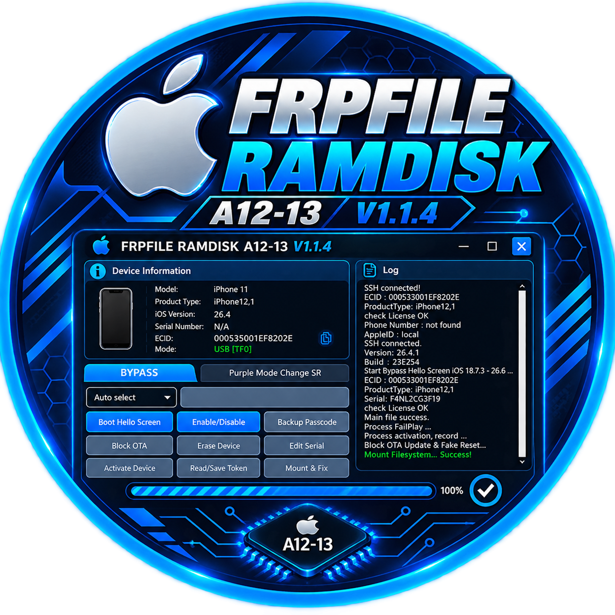 FRPFILE Ramdisk A12-A13  Bypass Hello Screen - sem rede XS ao 11 pro max